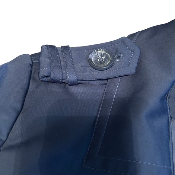 Willi Smith Navy Blue Double Breasted Belted Short Trench Jacket Coat Sz. M - Picture 13 of 16